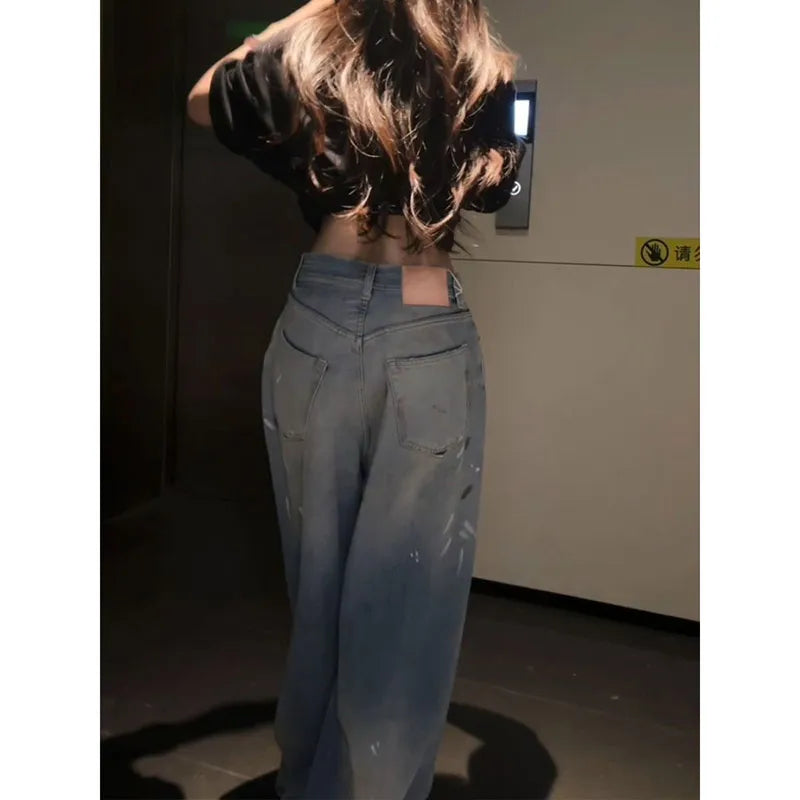 Vintage Waist Faded Jeans