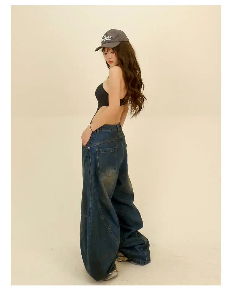 Trendy Loose Retro Wide Leg Jeans
