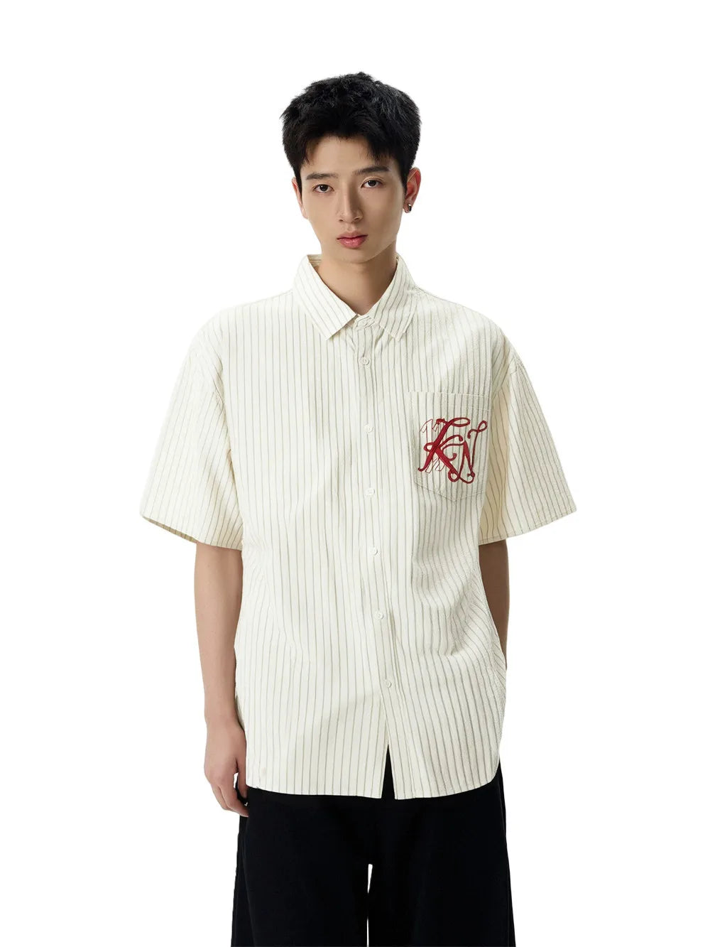 Stylish Striped Short Sleeve Cotton Shirt