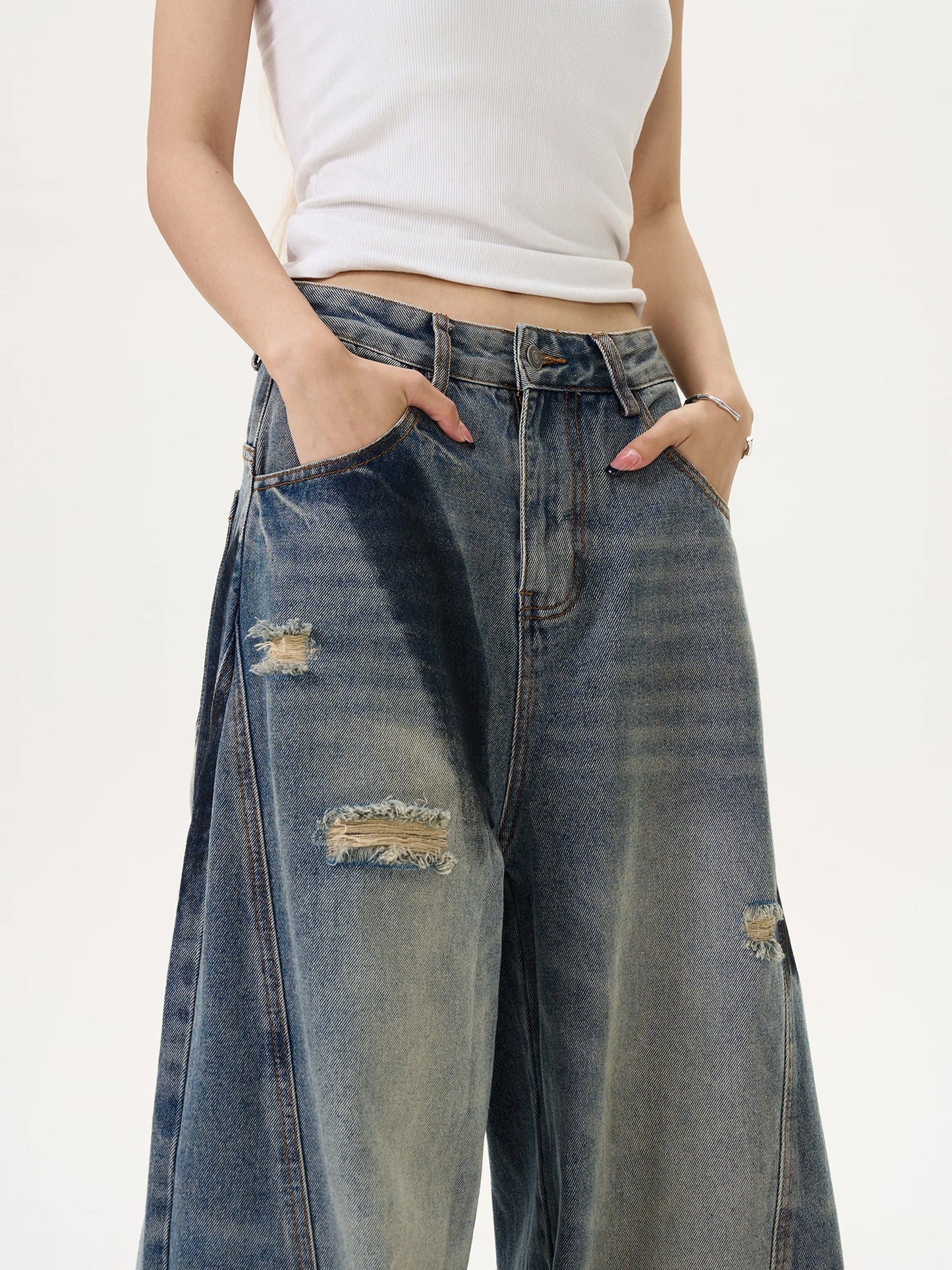 Star High Waist Wide Leg Jeans