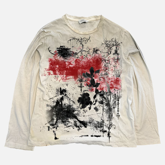 Vintage Gothic Flower Graphic Long T-Shirt