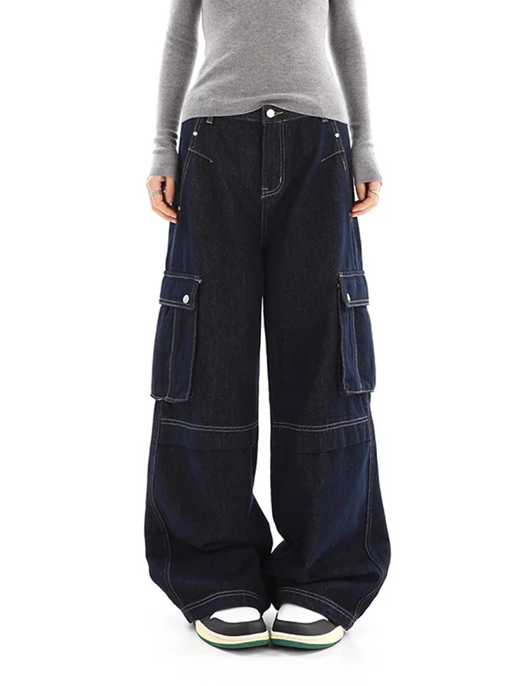 Vintage High Waisted Multi-Pocket Cargo Jeans