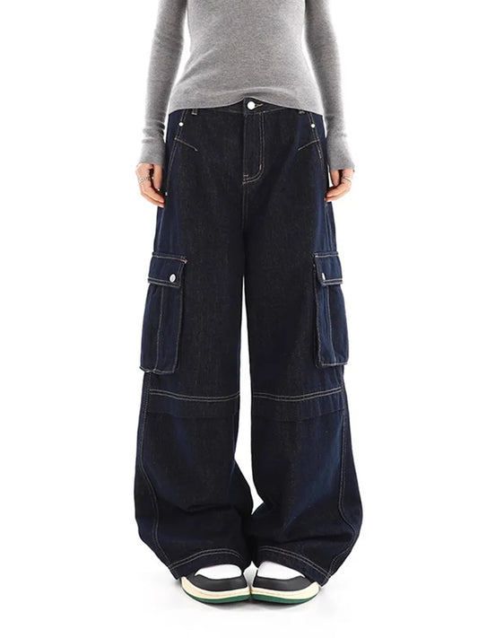 Vintage High Waisted Multi-Pocket Cargo Jeans