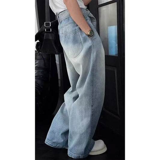 Wide Leg Patchwork Jeans Korean Jeans
