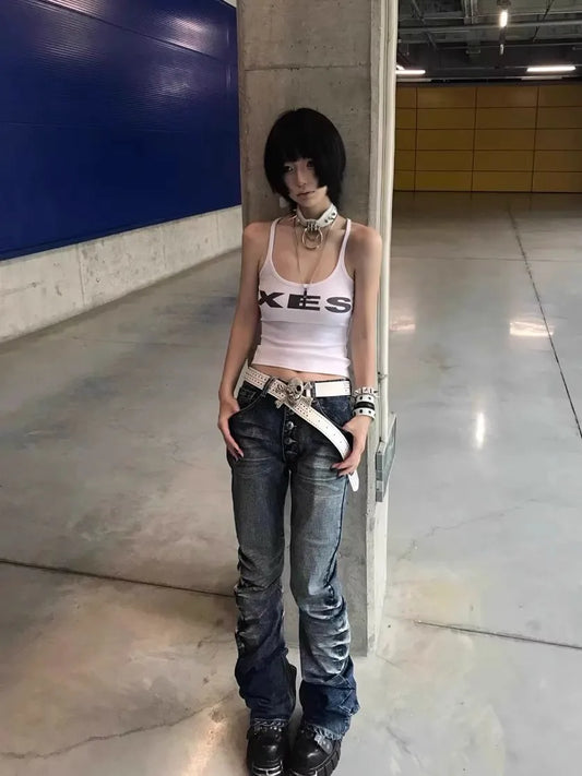 High Waist Washed Distressed Vintage Jeans