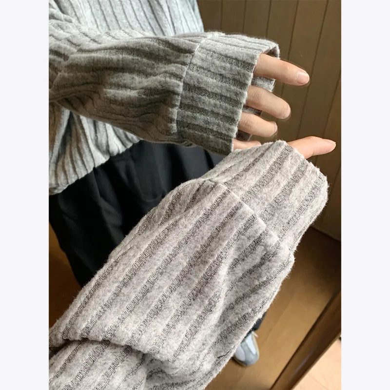 Oversized Striped Casual Long-Sleeved T-Shirt