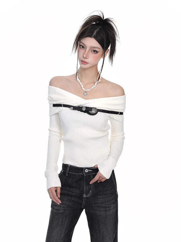 Chic Off Shoulder Slim Fit Sweater