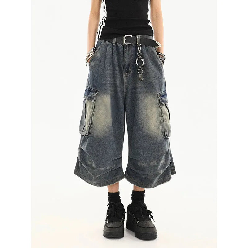 Vintage Washed American Style Pleated Pants