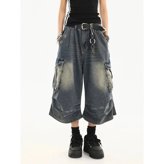 Vintage Washed American Style Pleated Pants