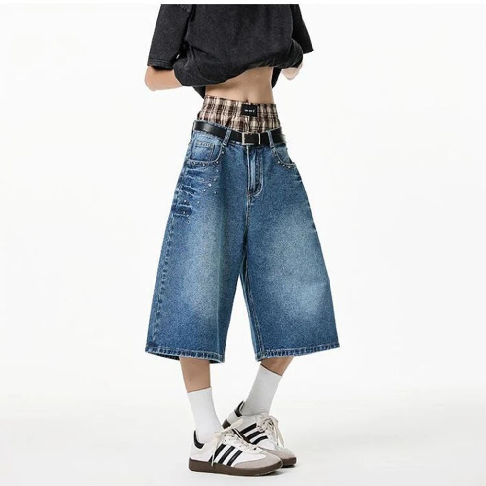 Retro American Straight Denim Shorts
