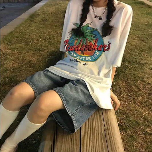 Retro High Waist Zipper Denim Shorts