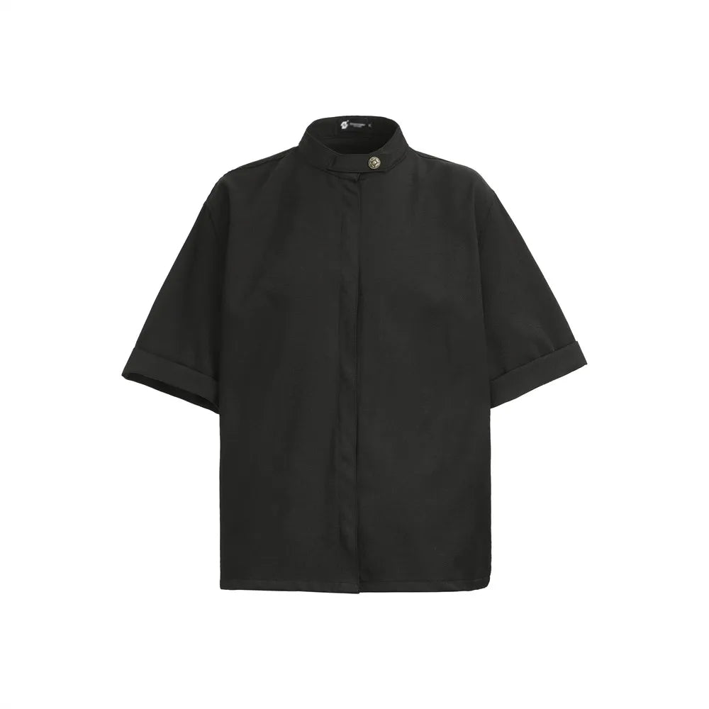 Retro Loose Fit Solid Color Shirt