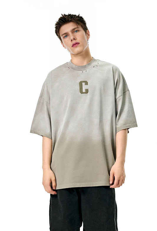 American Vintage Gradient Washed Letter T-Shirt