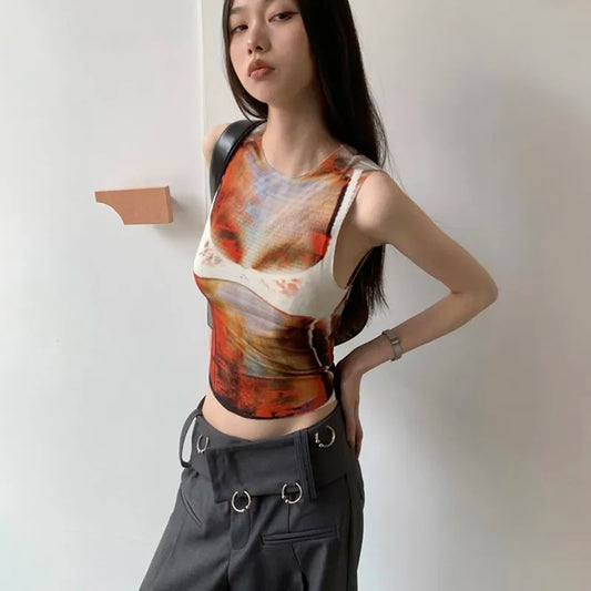 Pixelated Tie Dye Cyber Grunge Tank