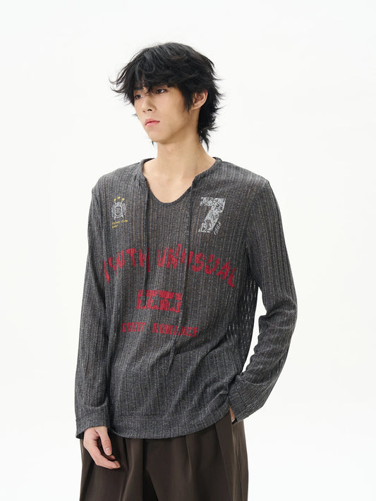 Sheer Transparent Slim Fit Long T-Shirt