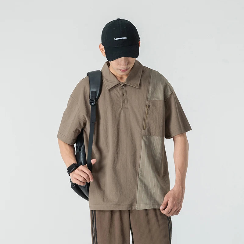 Breathable Splice Stripe Loose Fit T-Shirt