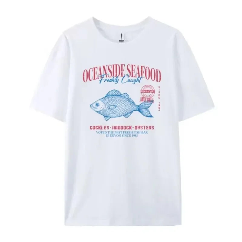 Graphic Seafood Print Summer T-Shirt