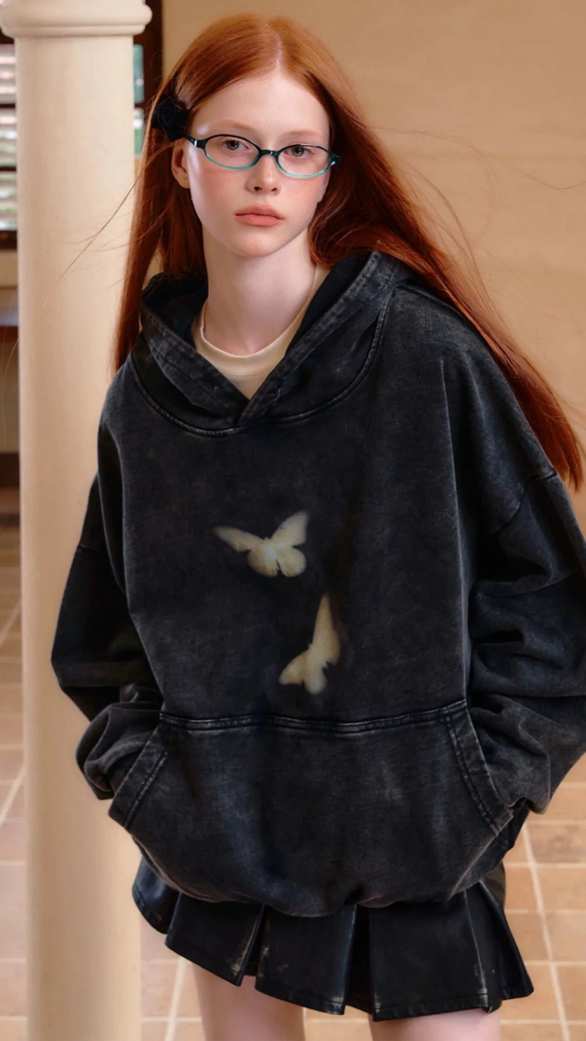 Butterfly Print Y2K Hoodie Pullover