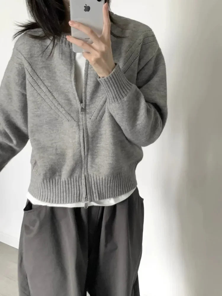 Soft Japanese Vintage Oversize Zipper Sweater