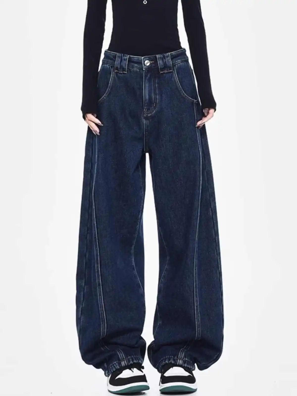 Vintage Oversize Blue Ripped Denim Jeans