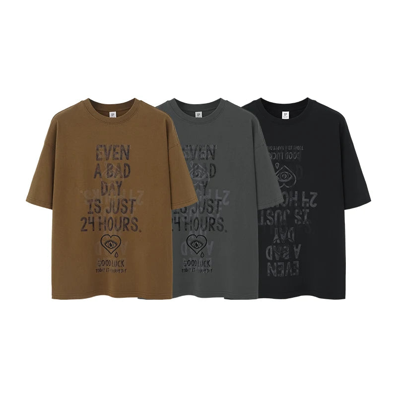 Heavyweight Cotton Letter Print Crew T-Shirt