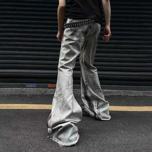 Retro Gradient Flared Denim Trousers Jeans