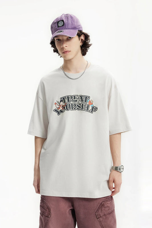 Cupid Printed Loose Cotton Short T-Shirt