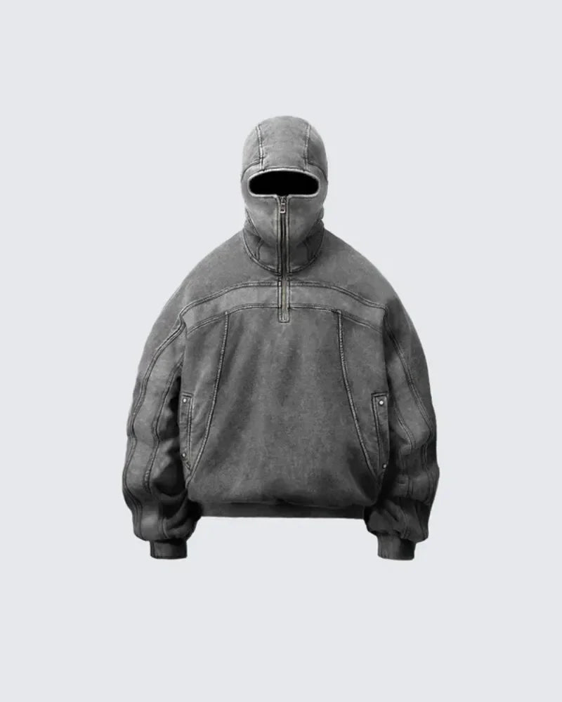Washed Gray Classic Balaclava Ninja Shirt