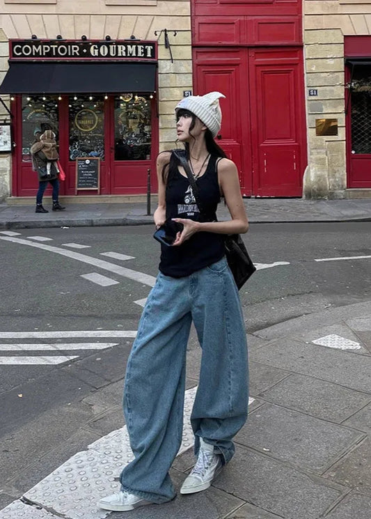 High Waist Vintage Blue Summer Jeans