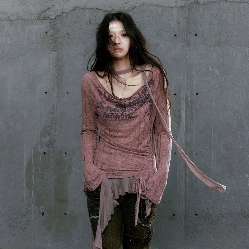 Trashy Graffiti Print Knitwear T-Shirt