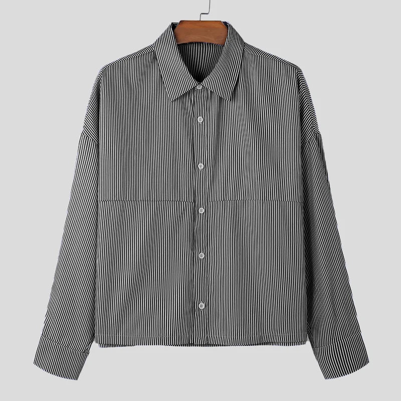 Stylish Striped Lapel Long Sleeve Shirt