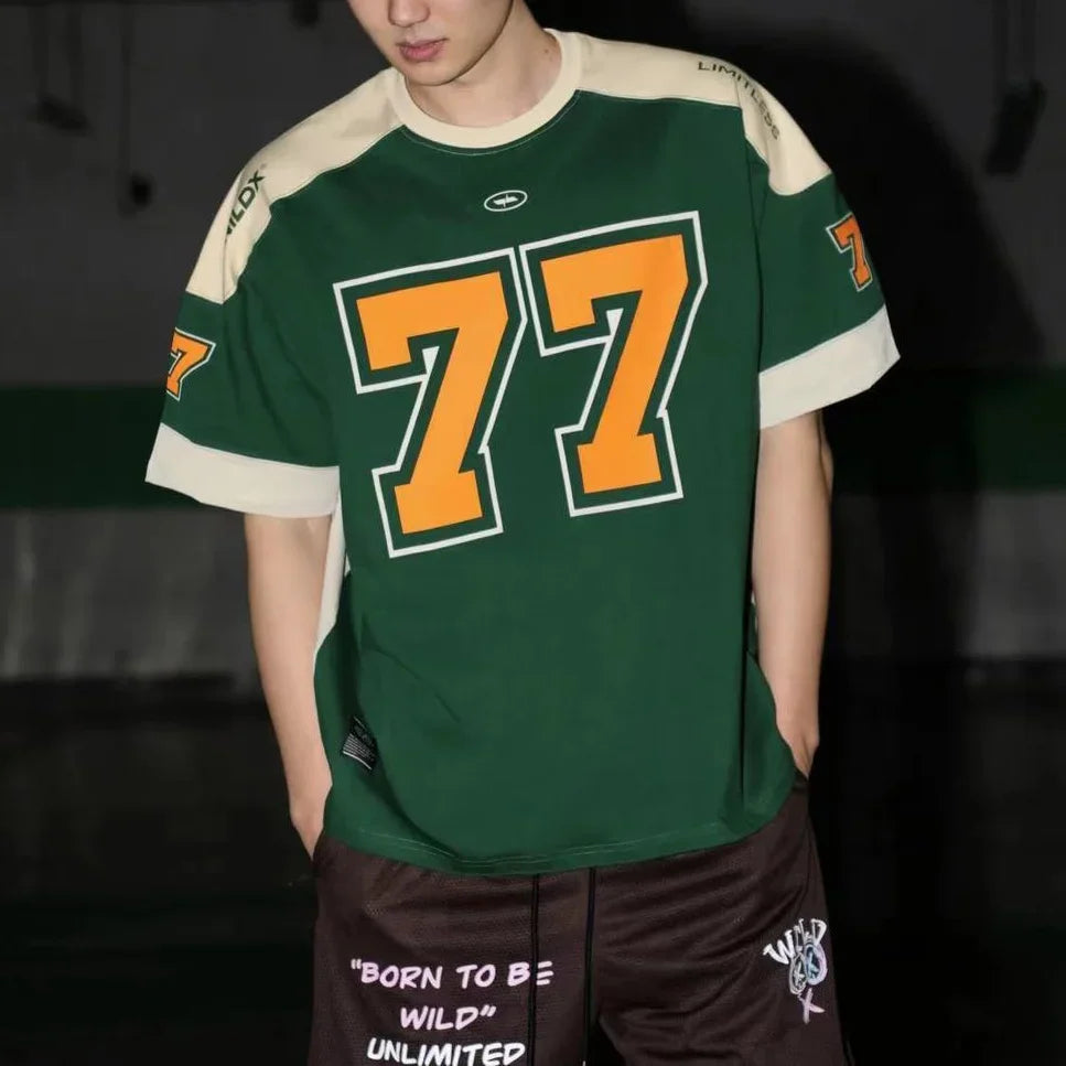 Vintage Patchwork American Sports Casual T-Shirt
