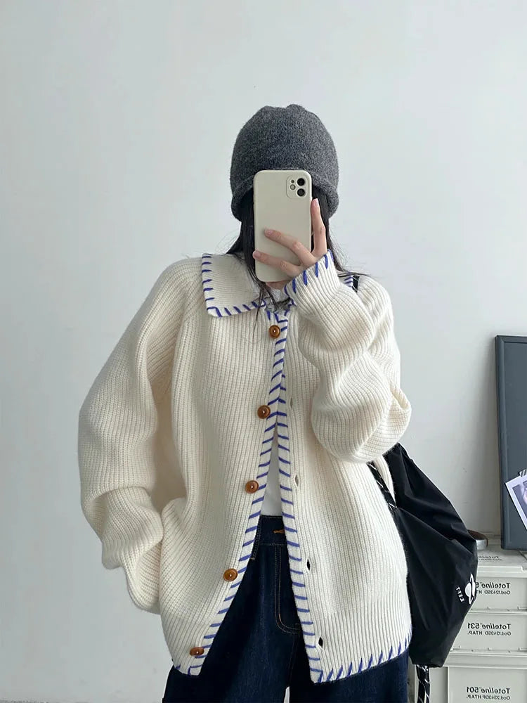 Elegant Oversized Knitted Cardigan Sweater Coat