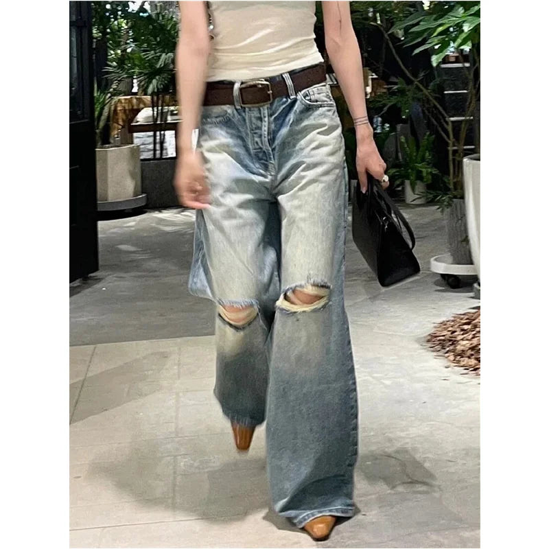 Vintage High-Waist Wide Leg Blue Jeans