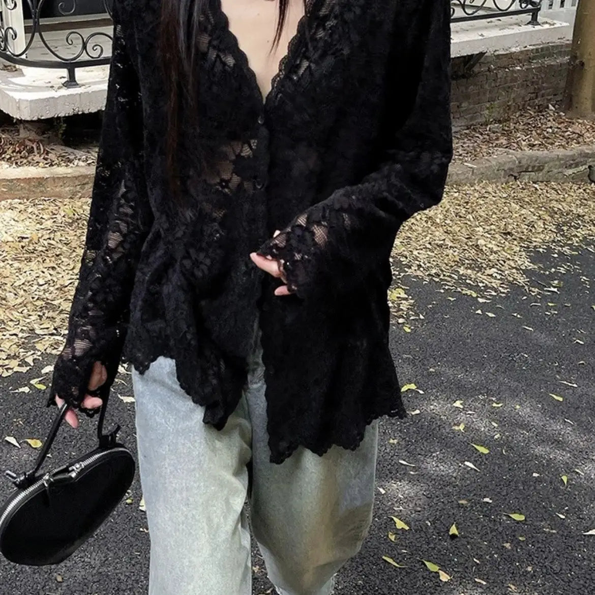 Sexy Lace Blouses Womens Shirt