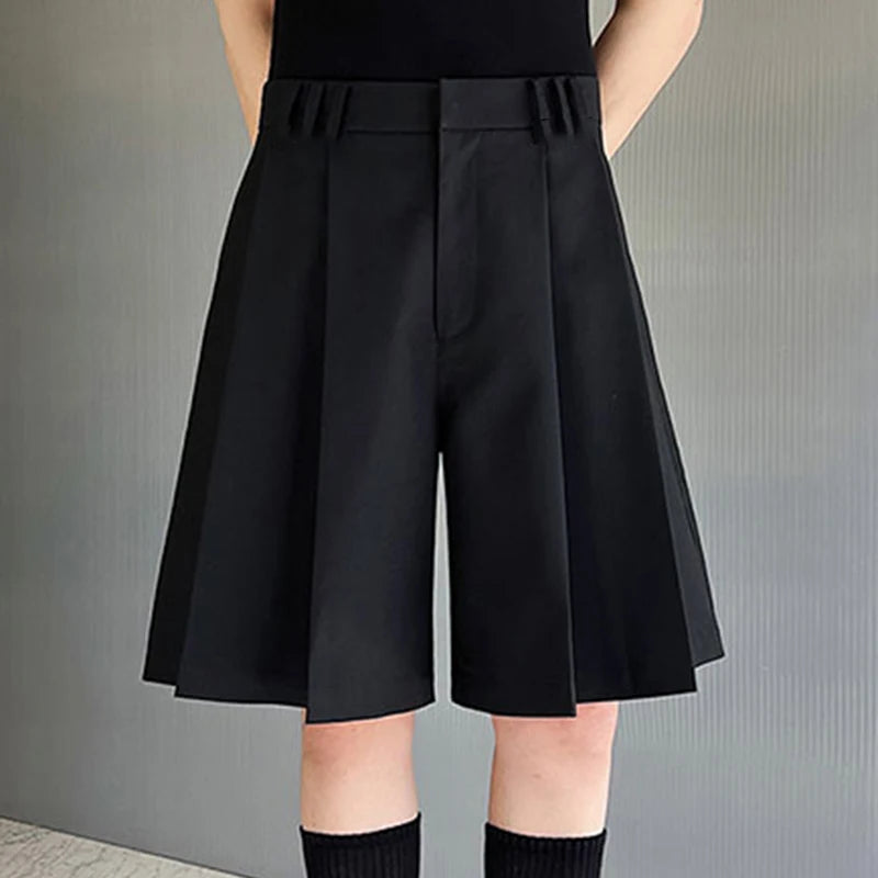 Solid Color Pleated Casual Summer Shorts