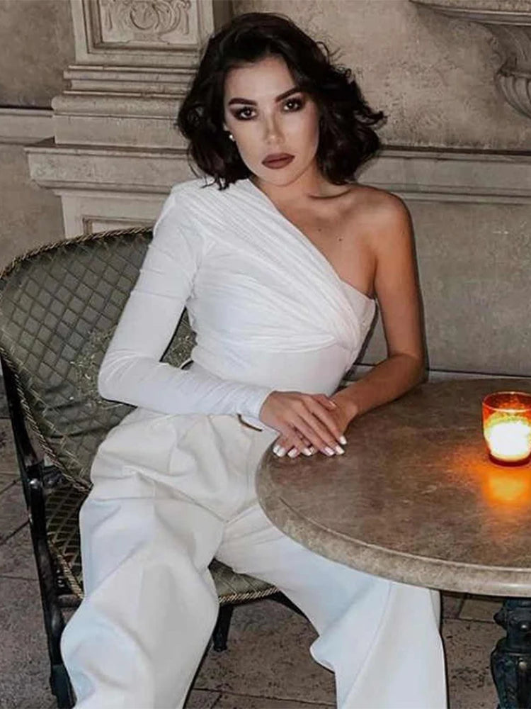 Vintage Off-Shoulder White Y2K T-Shirt