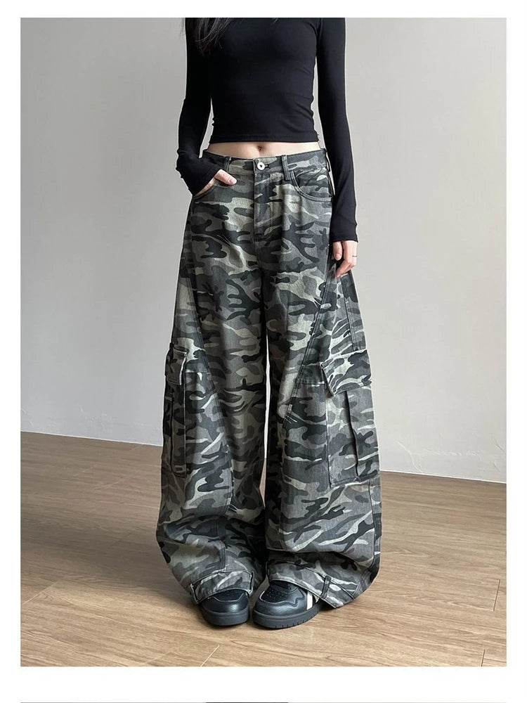 Camo Wide Leg Trousers