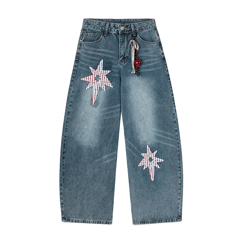 Rivet Star Patchwork Denim Jeans