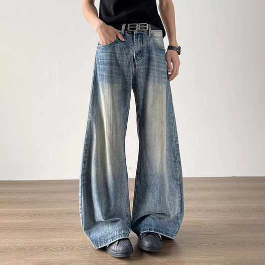 American Retro Washed Solid Color Jeans