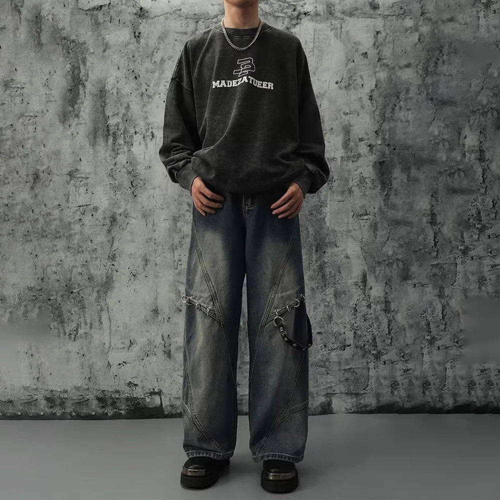 Stylish Retro Baggy Straight Leg Jeans