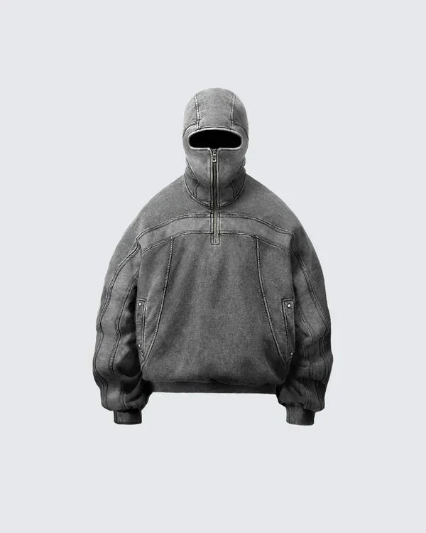 Washed Gray Classic Balaclava Ninja Shirt