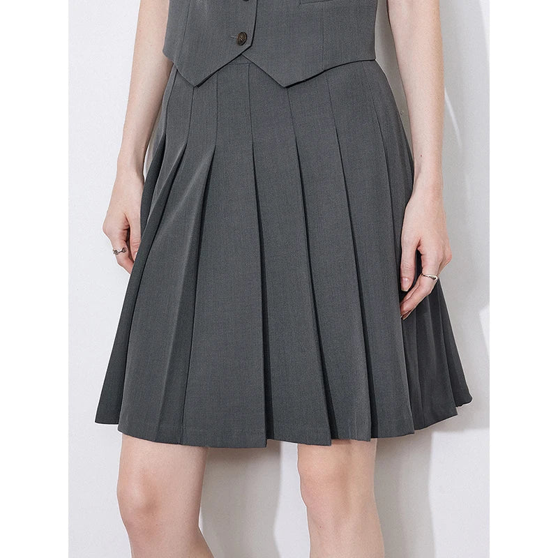 Chic Mid A-Line Pleated Skirt