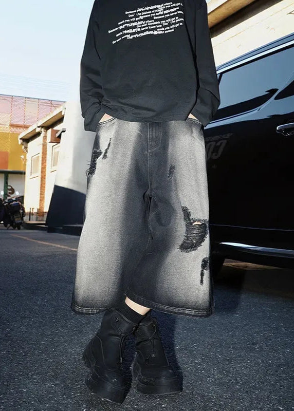Dark Gray Aesthetic Cowboy Denim Jorts