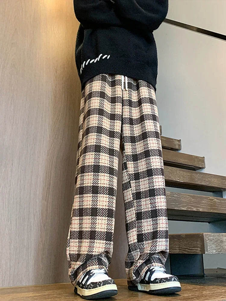 Plaid Baggy Woolen Pants Autumn Pants