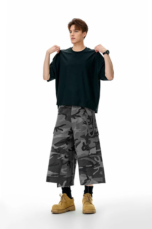 Trendy American Plaid Camo Cargo Pants