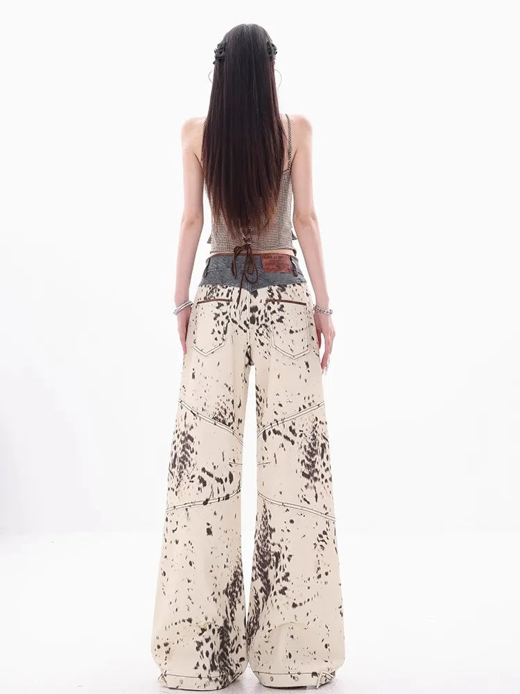 Leopard Print Retro Loose Straight Jeans