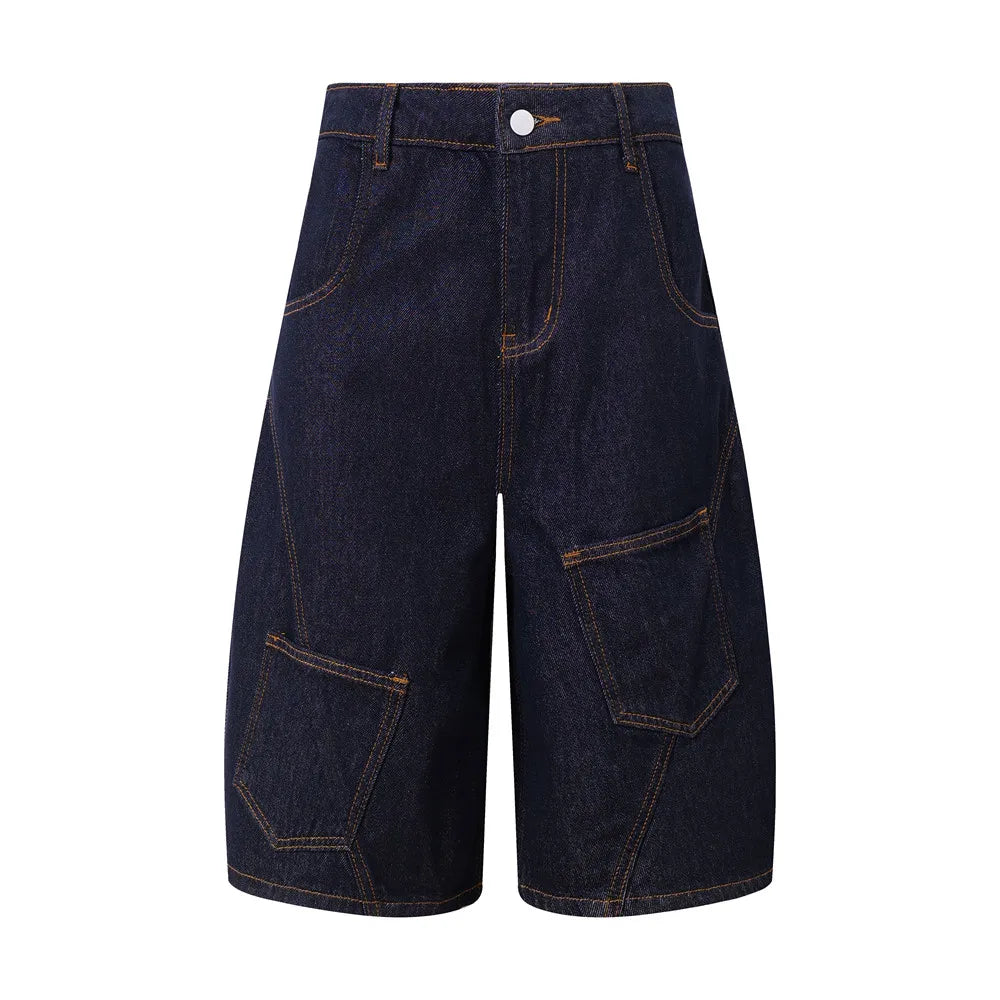 Retro Wide Leg Denim Shorts