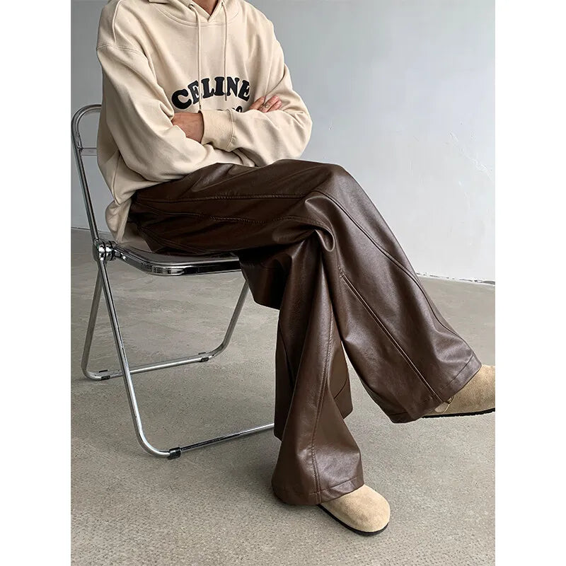 Stylish Wide Leg PU Pants