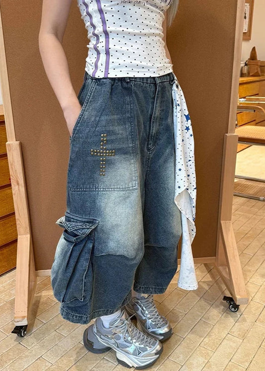 Vintage High Waist Baggy Blue shorts